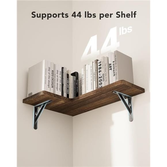 Corner Floating Shelves, Set of 4 Corner Wall Shelves, Shelves, Brown - Picture 6 of 6